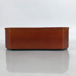 Japanese Brushed Lacquered Wood Box Vtg Square Bento Box Brown W/ Lid L323