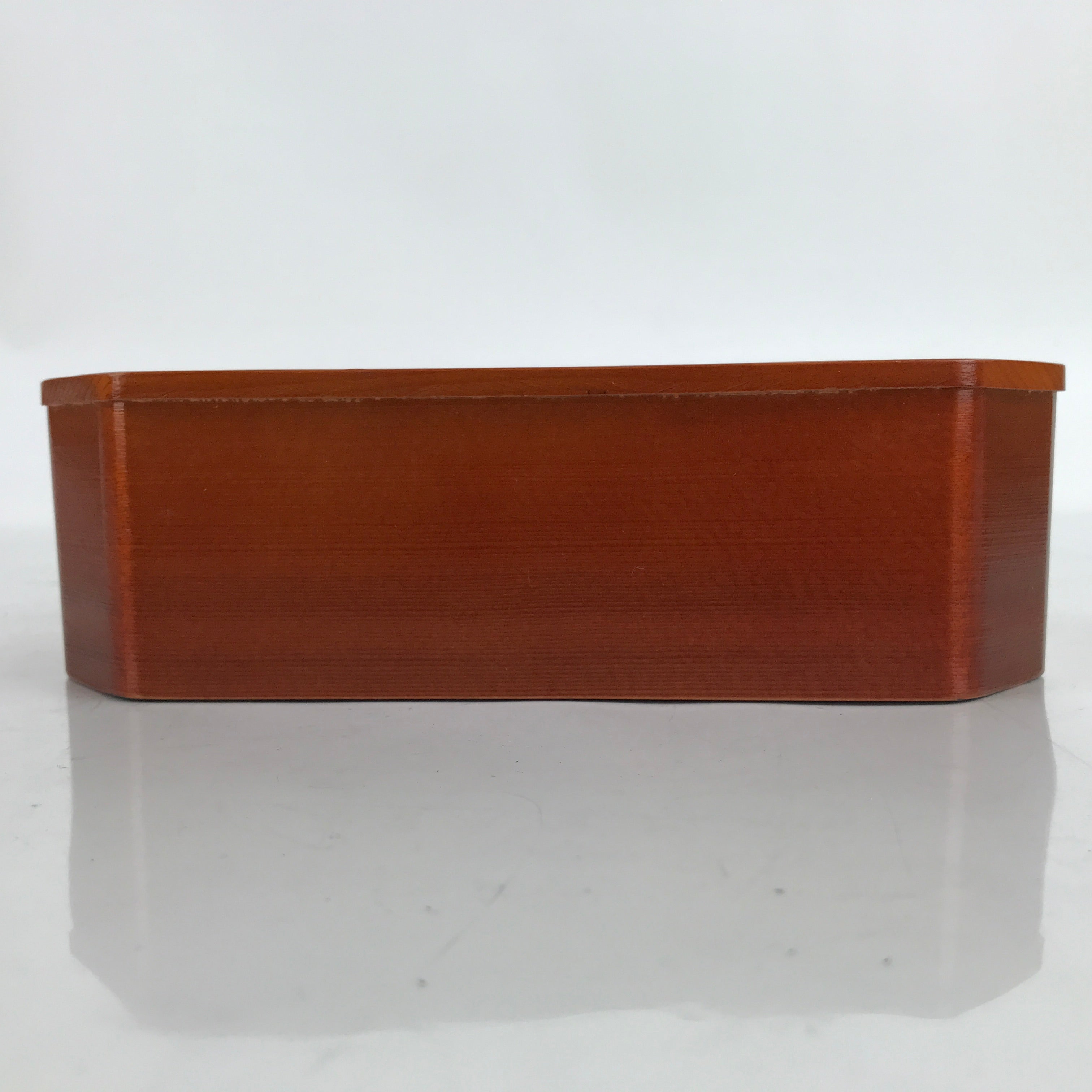 Japanese Brushed Lacquered Wood Box Vtg Square Bento Box Brown W/ Lid L324