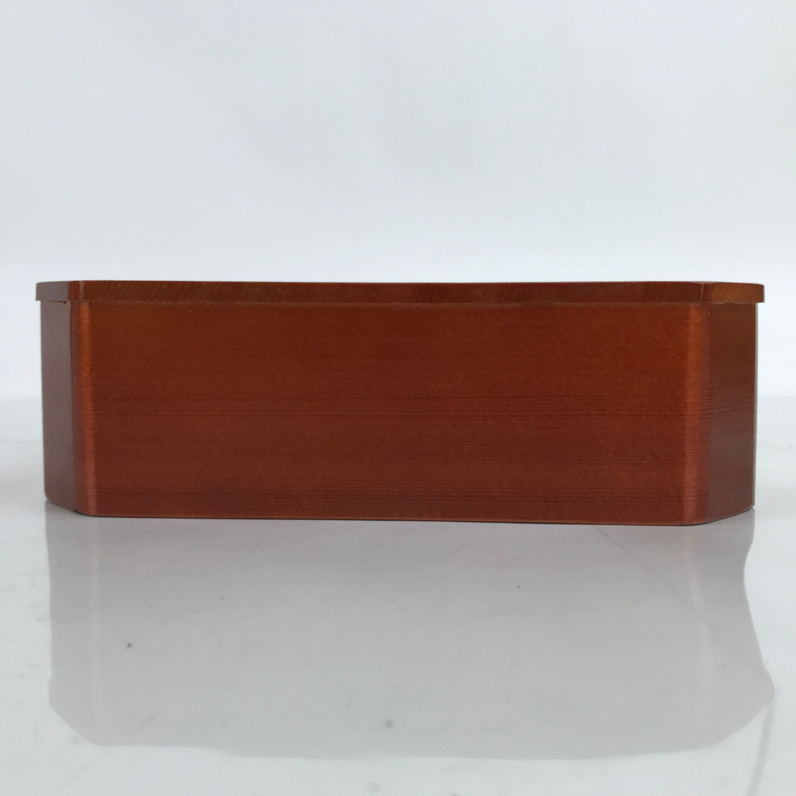 Japanese Brushed Lacquered Wood Box Vtg Square Bento Box Brown W/ Lid L324