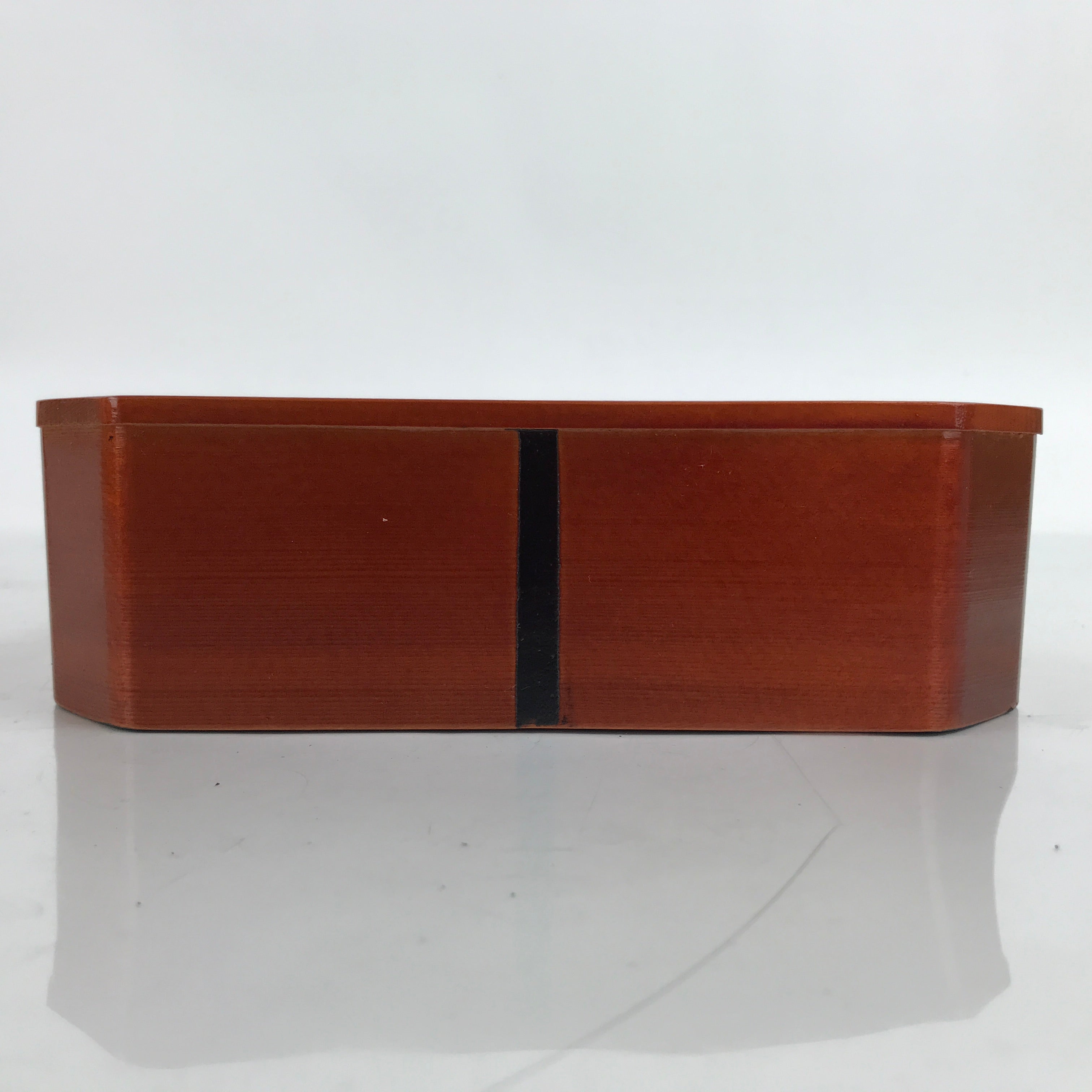 Japanese Brushed Lacquered Wood Box Vtg Square Bento Box Brown W/ Lid L324