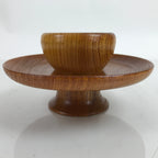 Japanese Brushed Lacquered Wooden Bowl Stand Vtg Tenmokudai Tea Ceremony L321
