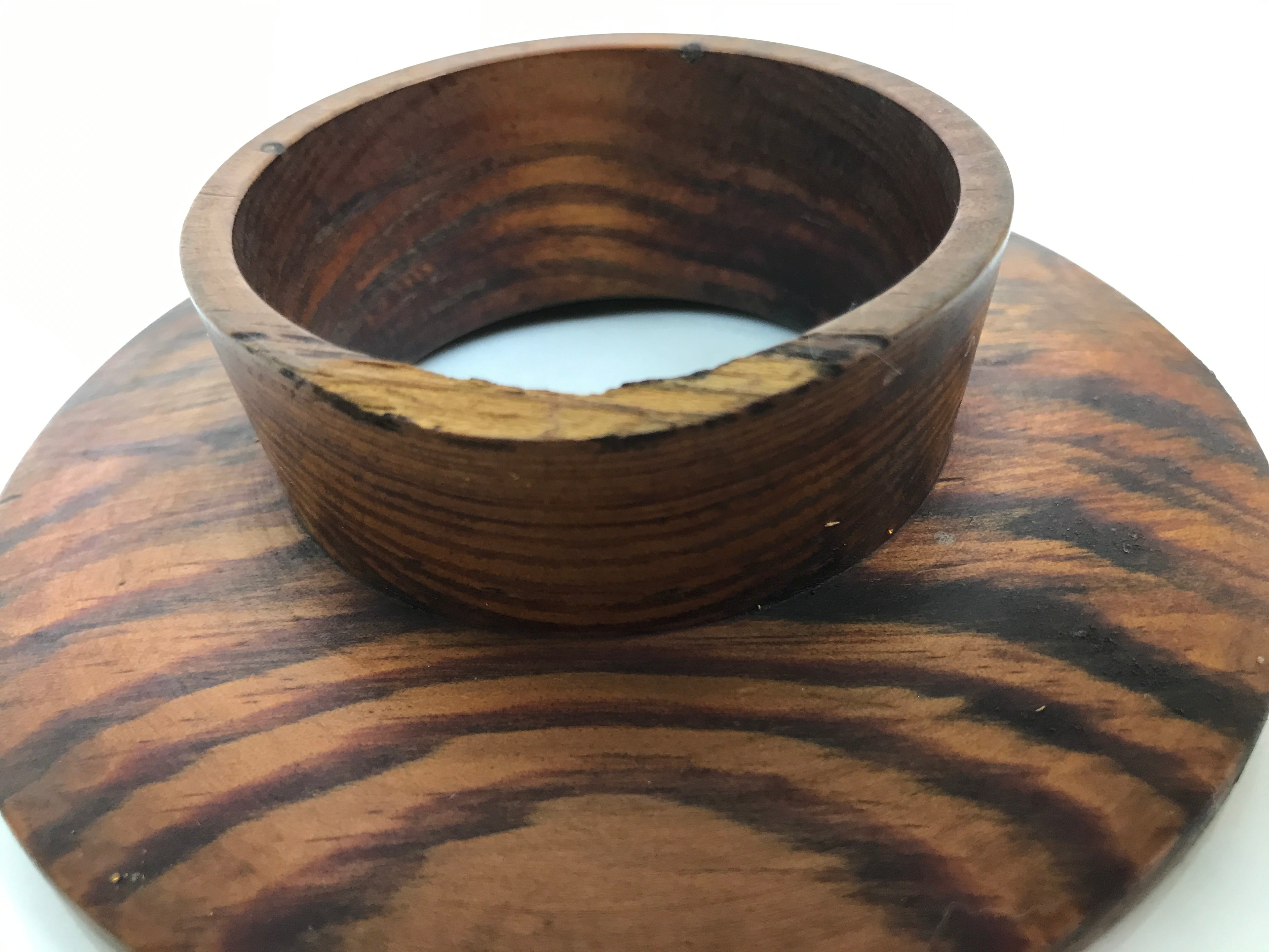 Japanese Brushed Lacquered Wooden Bowl Stand Vtg Tenmokudai Tea Ceremony L520