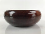 Japanese Brushed Wooden Kashiki Snack Bowl Vtg Kashibachi Small Round Brown L254