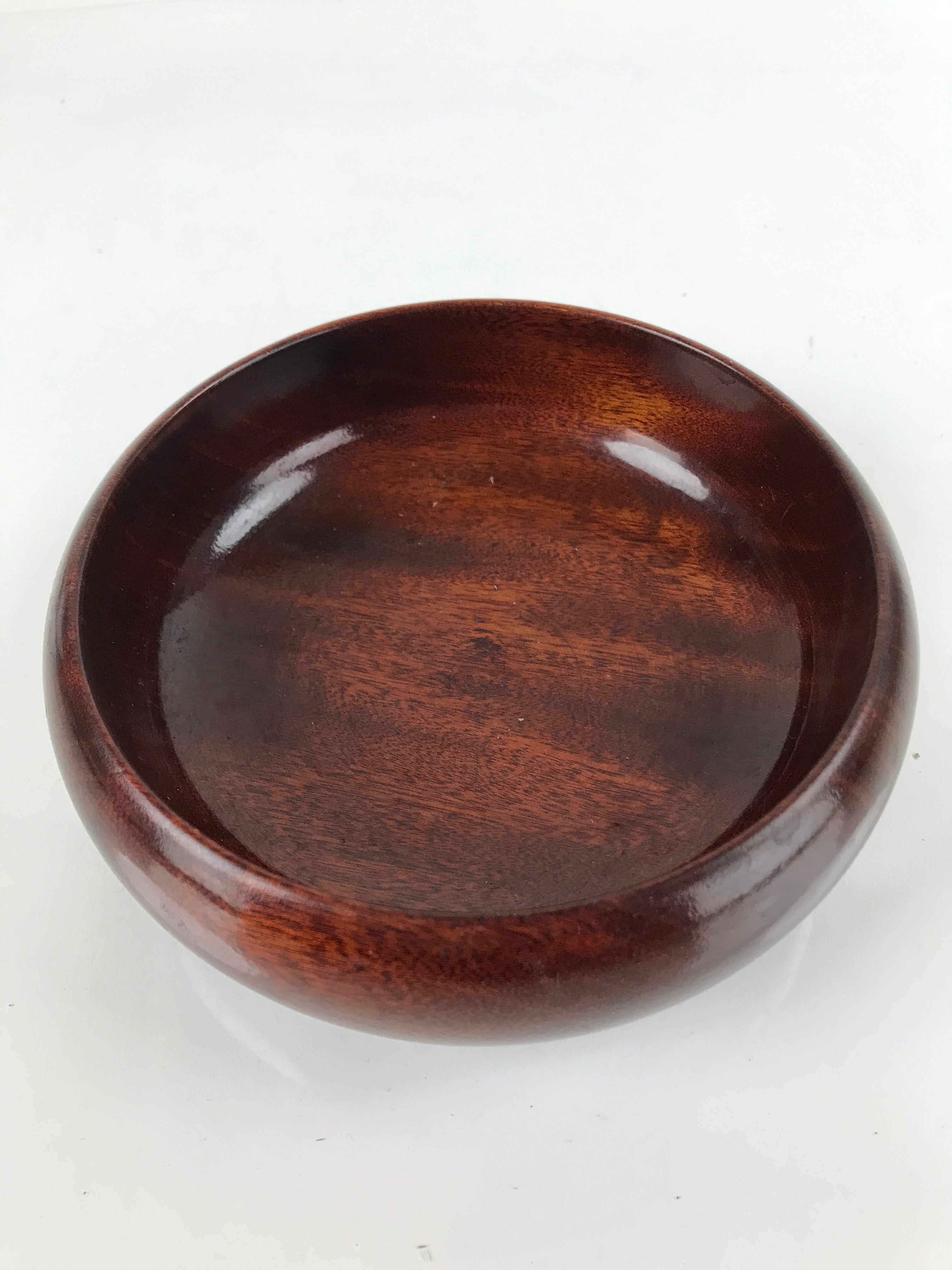 Japanese Brushed Wooden Kashiki Snack Bowl Vtg Kashibachi Small Round Brown L254