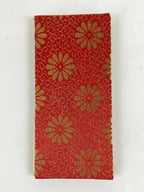 Japanese Buddhist Accordion Book Vtg Heart Sutra Gold Chrysanthemum Red BA518
