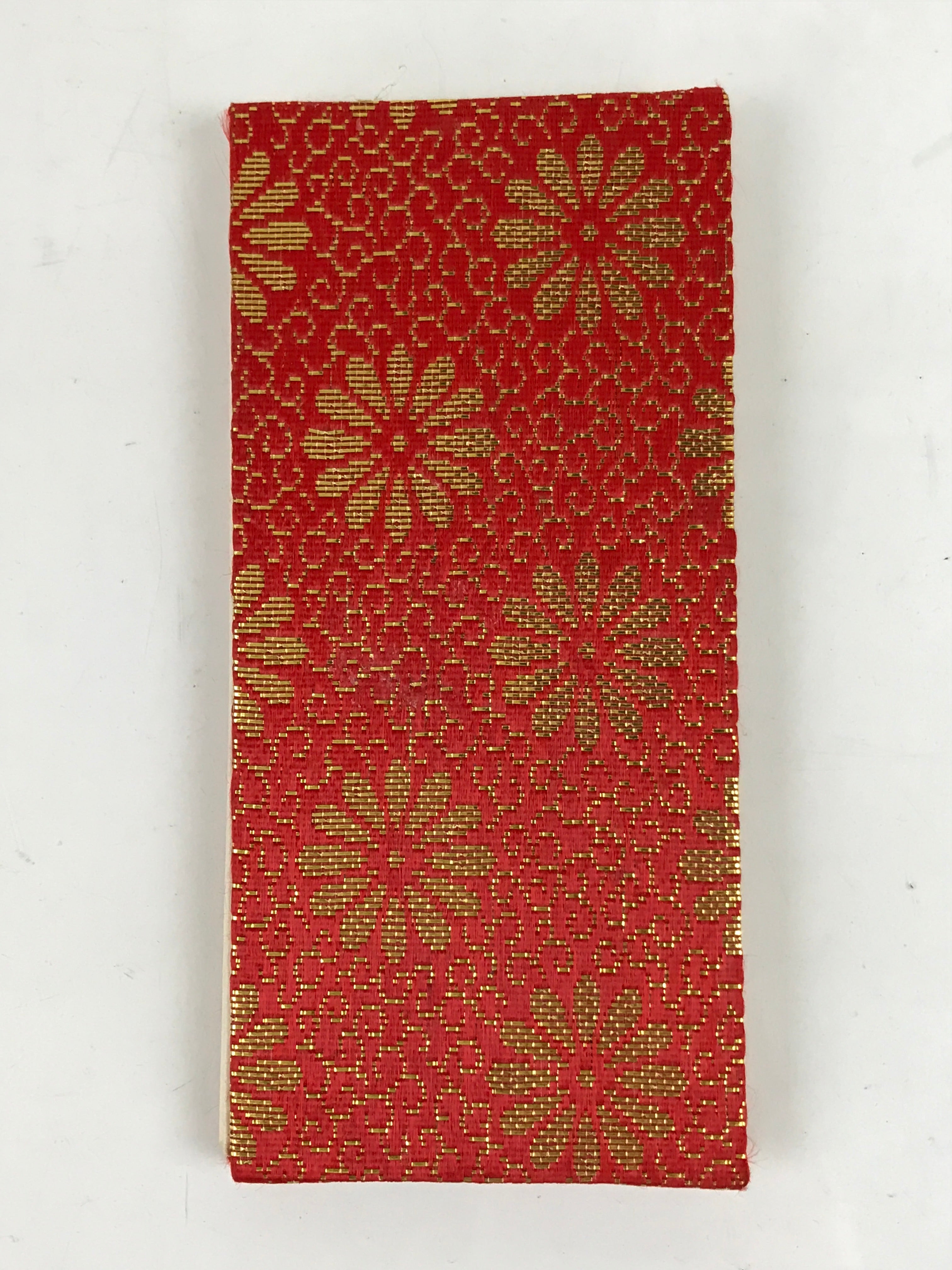 Japanese Buddhist Accordion Book Vtg Heart Sutra Gold Chrysanthemum Red BA518