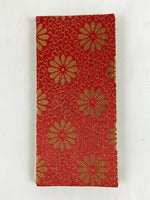 Japanese Buddhist Accordion Book Vtg Heart Sutra Gold Chrysanthemum Red BA518