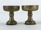 Japanese Buddhist Altar Brass Fitting Rice Offering Cup Vtg 2pc Pair Gold BA58