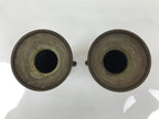 Japanese Buddhist Altar Bronze Metal Flower Vase 2pc Hanatate Brown Birds BA778