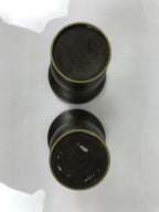 Japanese Buddhist Altar Bronze Metal Flower Vase Vtg 2pc Hanatate Brown BA765