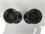 Japanese Buddhist Altar Bronze Metal Flower Vase Vtg 2pc Hanatate Brown BA777