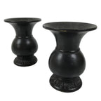 Japanese Buddhist Altar Bronze Metal Flower Vase Vtg 2pc Hanatate Brown BA777