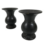 Japanese Buddhist Altar Bronze Metal Flower Vase Vtg 2pc Hanatate Brown BA777