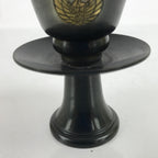 Japanese Buddhist Altar Bronze Water Offering Cup Tea Chaki Black Stand BA400