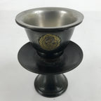 Japanese Buddhist Altar Bronze Water Offering Cup Tea Chaki Black Stand BA400