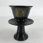 Japanese Buddhist Altar Bronze Water Offering Cup Tea Chaki Black Stand BA400