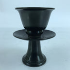 Japanese Buddhist Altar Bronze Water Offering Cup Tea Chaki Black Stand BA400