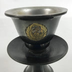 Japanese Buddhist Altar Bronze Water Offering Cup Tea Chaki Black Stand BA400