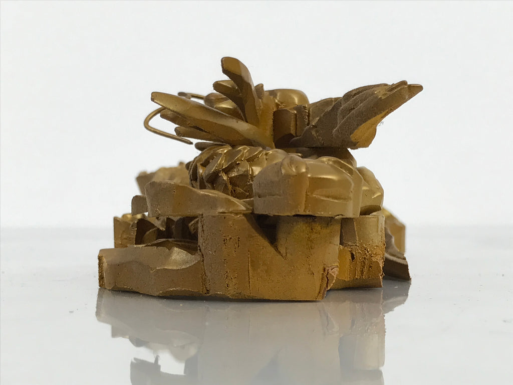 Japanese Buddhist Altar Carved Wooden Dragon Vtg Butsudan Spare Part Gold BP3