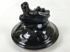 Japanese Buddhist Altar Ceramic Incense Burner Koro Vtg Black Dragon Brown BA544