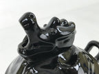 Japanese Buddhist Altar Ceramic Incense Burner Koro Vtg Black Dragon Brown BA544