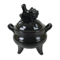 Japanese Buddhist Altar Ceramic Incense Burner Koro Vtg Black Dragon Brown BA544
