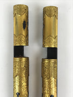 Japanese Buddhist Altar Decorative Cylinders Vtg 2 Pieces Set Gold Gilt BA12