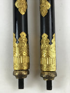 Japanese Buddhist Altar Decorative Cylinders Vtg 2 Pieces Set Gold Gilt BA12