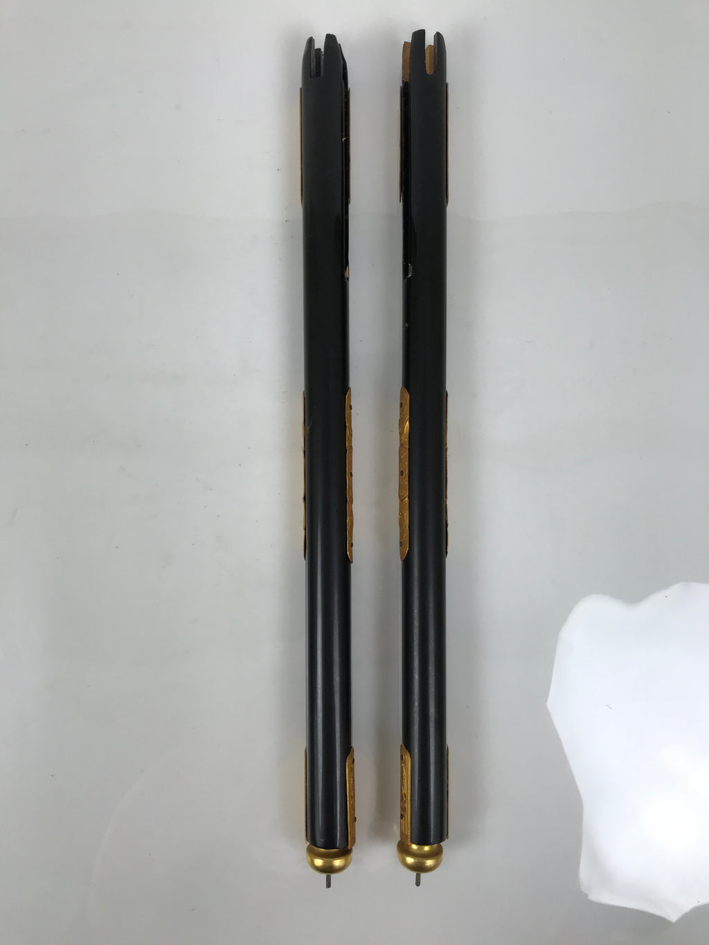 Japanese Buddhist Altar Decorative Lacquer Pillars 2pc Butsudan Parts Gold BP17