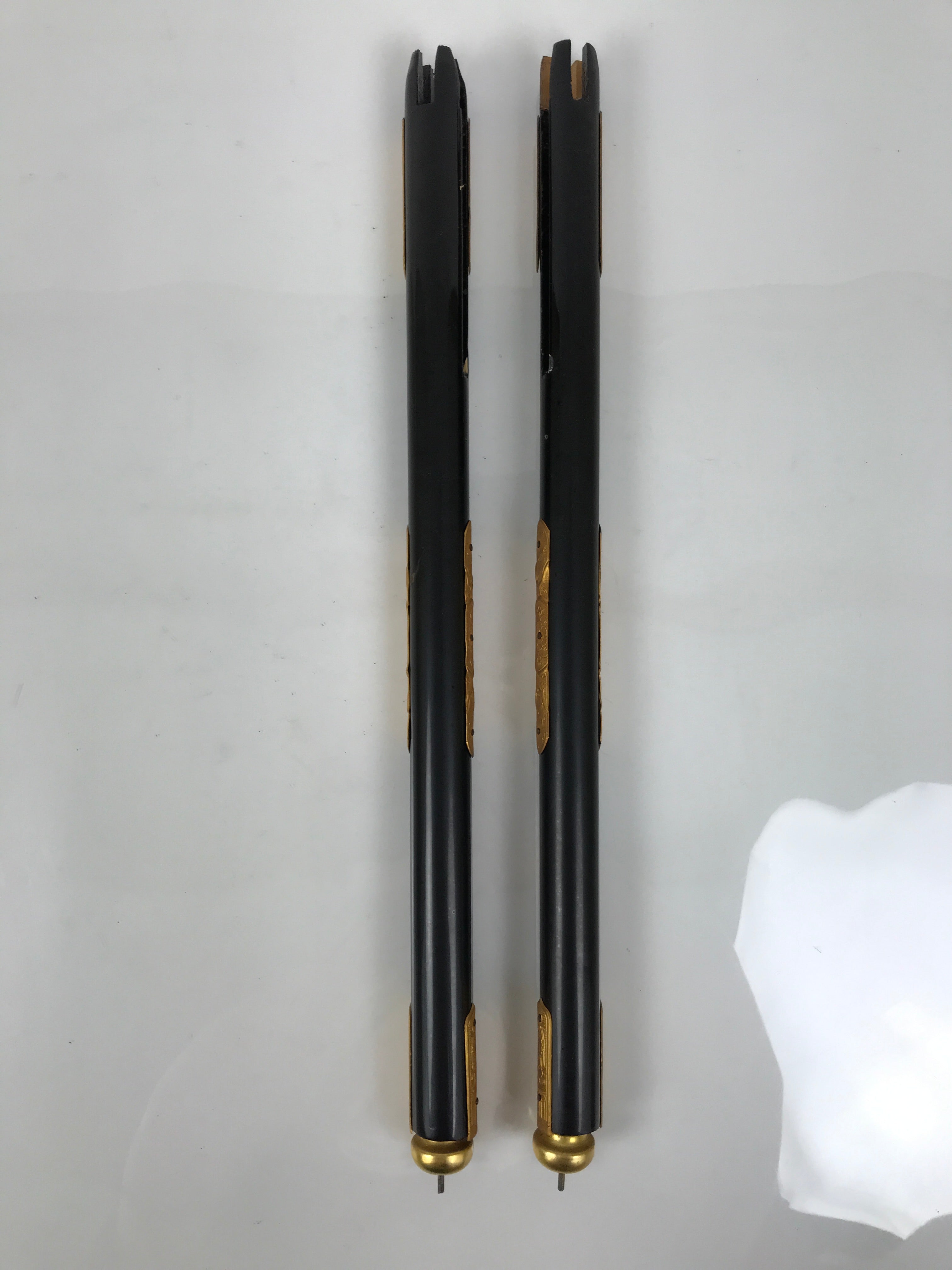 Japanese Buddhist Altar Decorative Lacquer Pillars 2pc Butsudan Parts Gold BP17