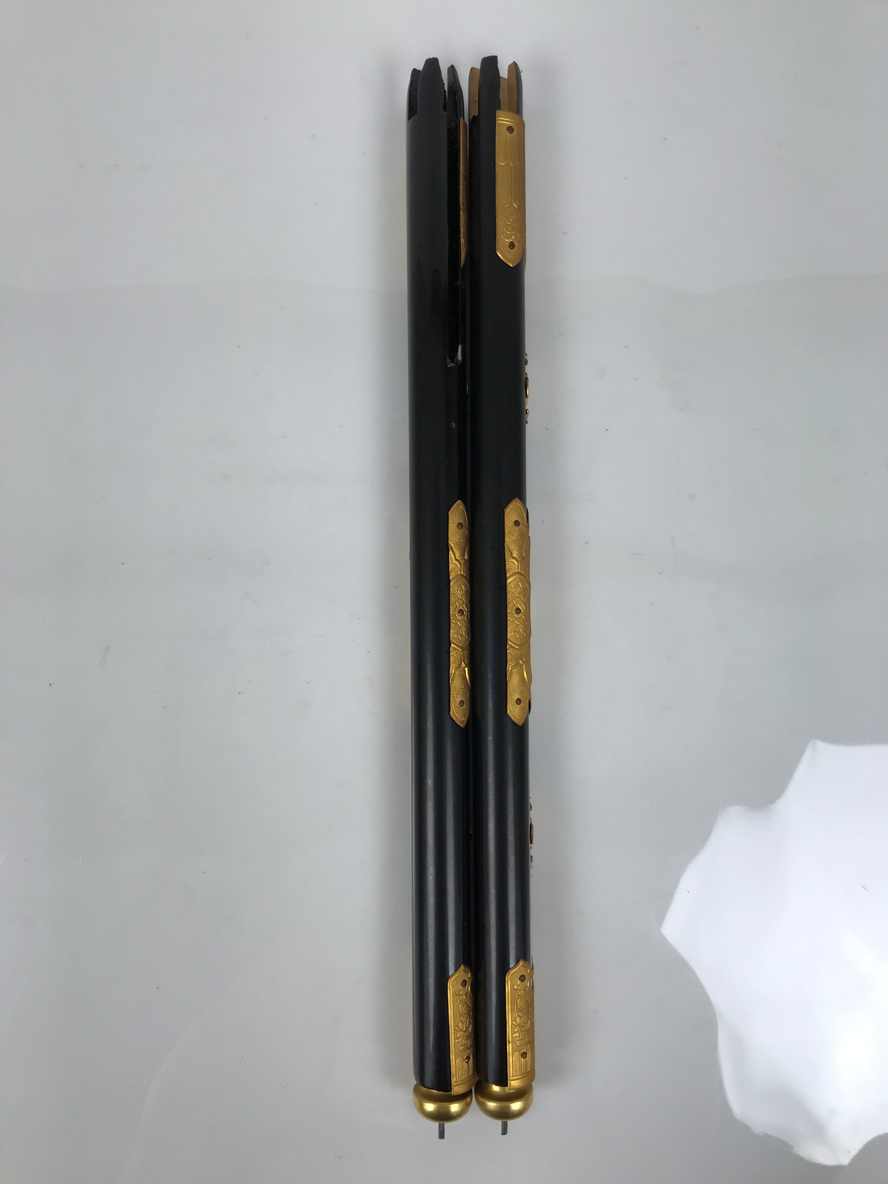 Japanese Buddhist Altar Decorative Lacquer Pillars 2pc Butsudan Parts Gold BP17