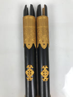Japanese Buddhist Altar Decorative Lacquer Pillars 2pc Butsudan Parts Gold BP17