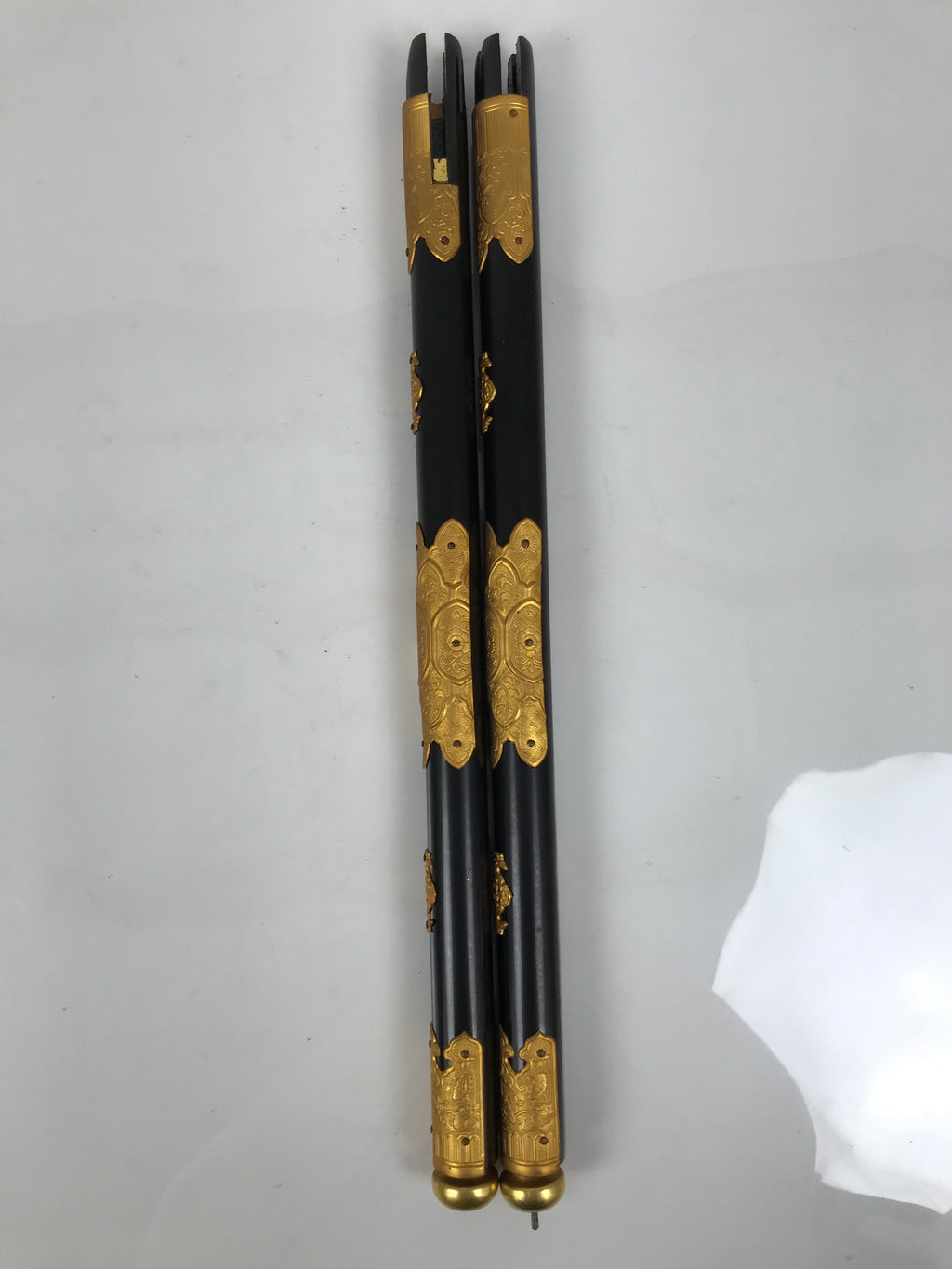 Japanese Buddhist Altar Decorative Lacquer Pillars 2pc Butsudan Parts Gold BP18