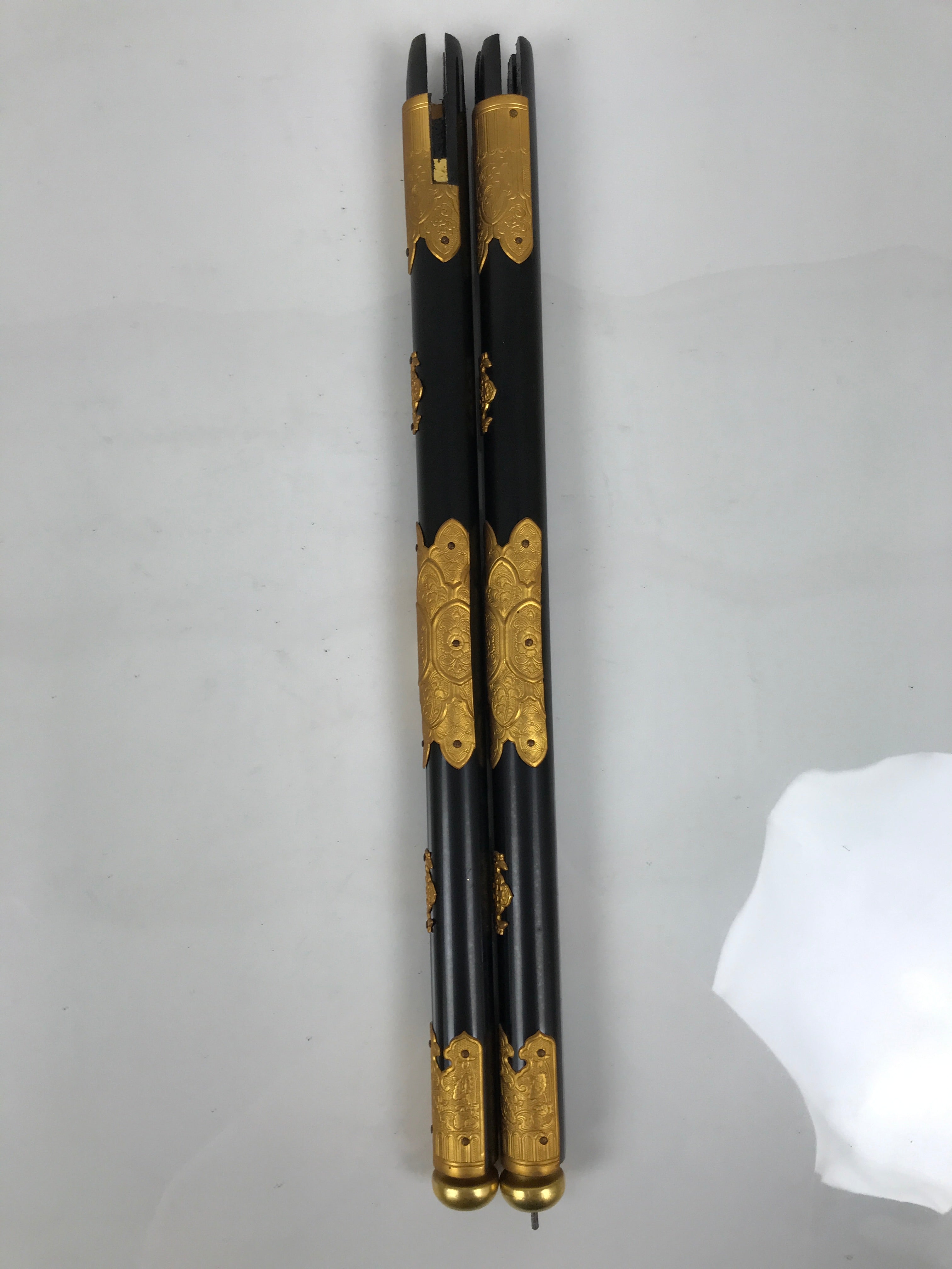 Japanese Buddhist Altar Decorative Lacquer Pillars 2pc Butsudan Parts Gold BP18