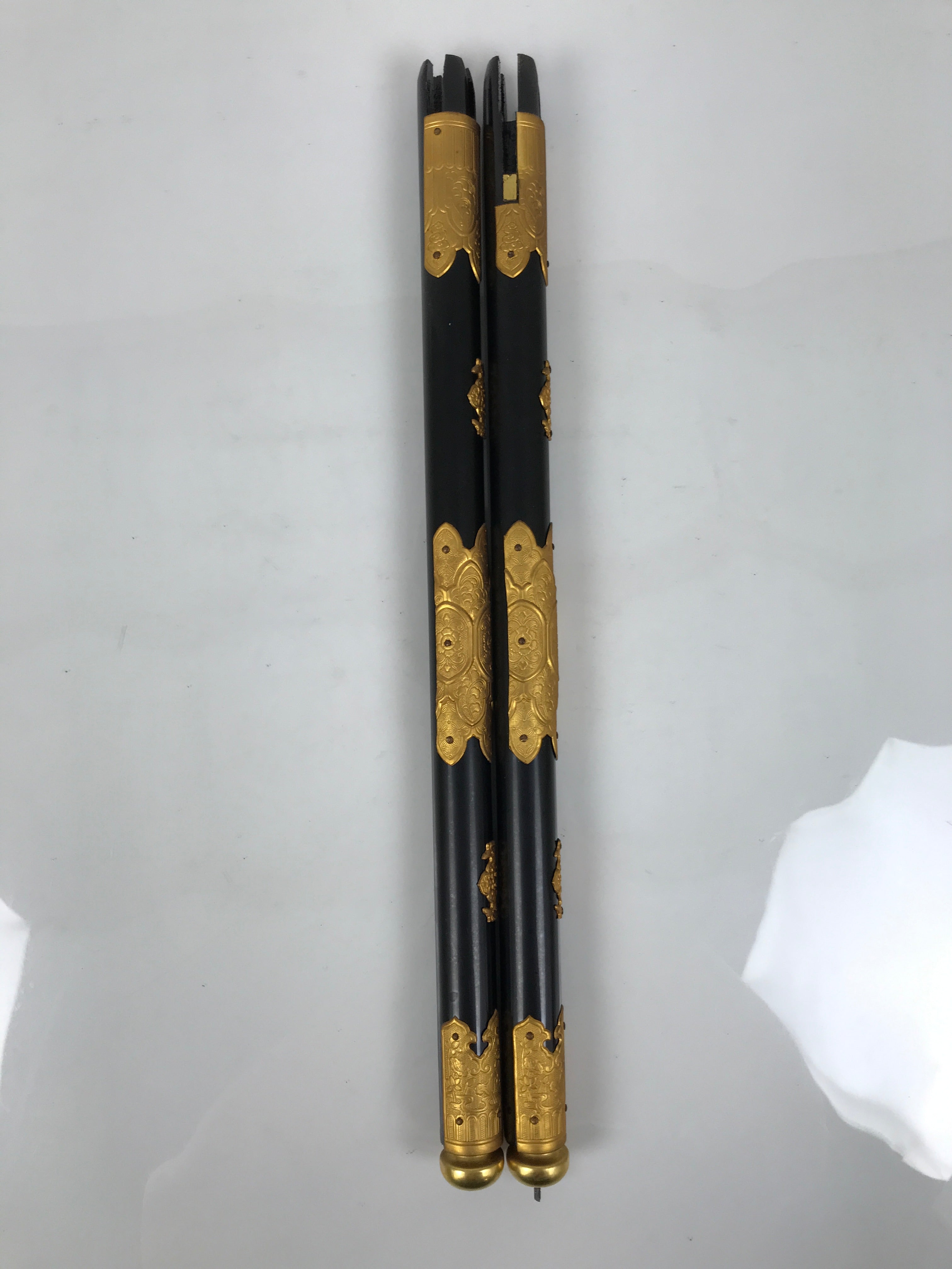 Japanese Buddhist Altar Decorative Lacquer Pillars 2pc Butsudan Parts Gold BP18