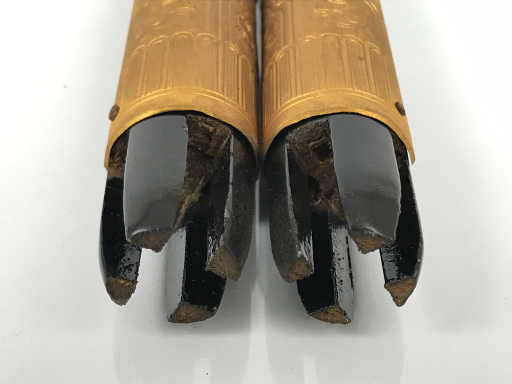 Japanese Buddhist Altar Decorative Lacquer Pillars 2pc Butsudan Parts Gold BP18