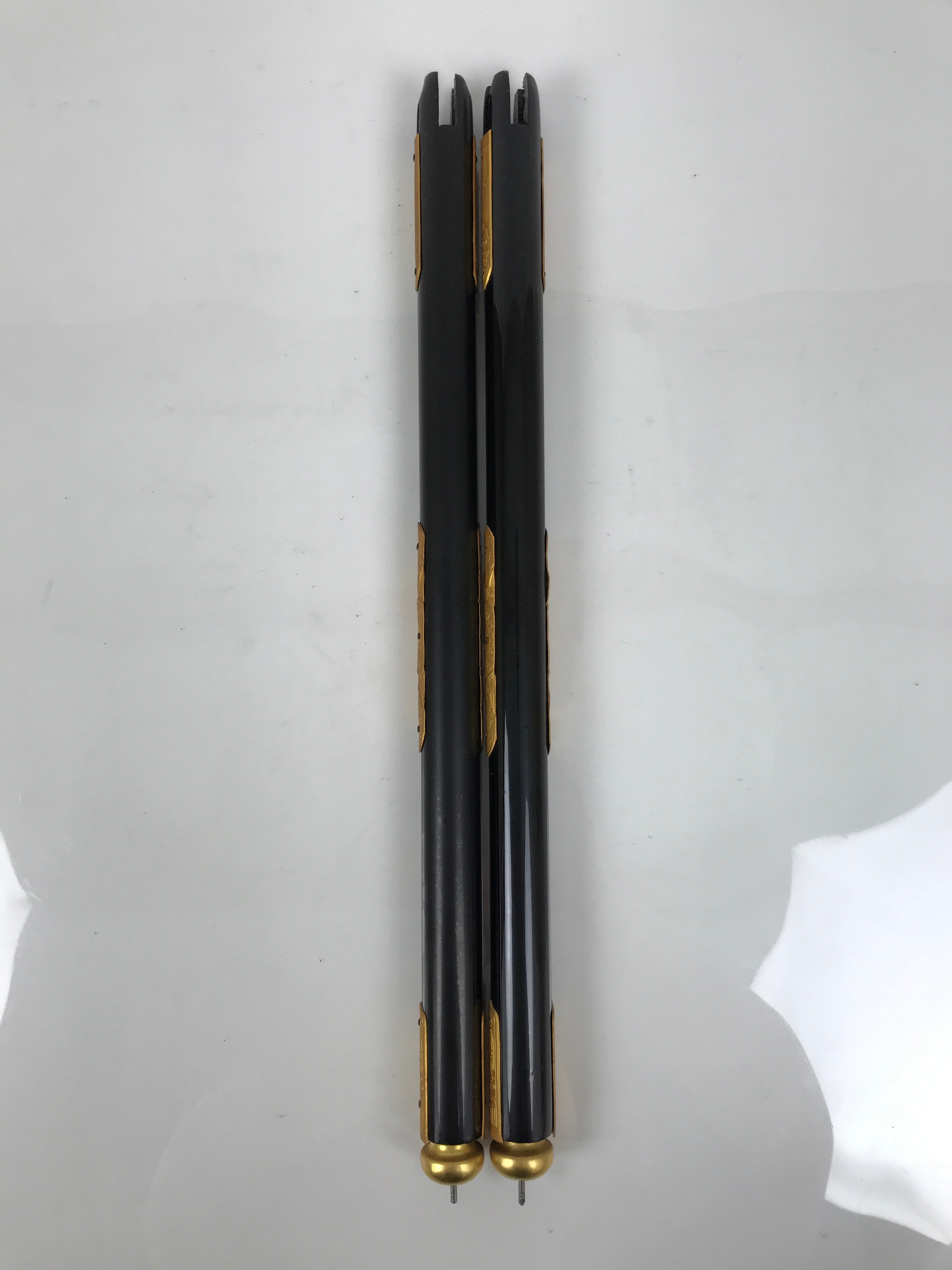 Japanese Buddhist Altar Decorative Lacquer Pillars 2pc Butsudan Parts Gold BP19