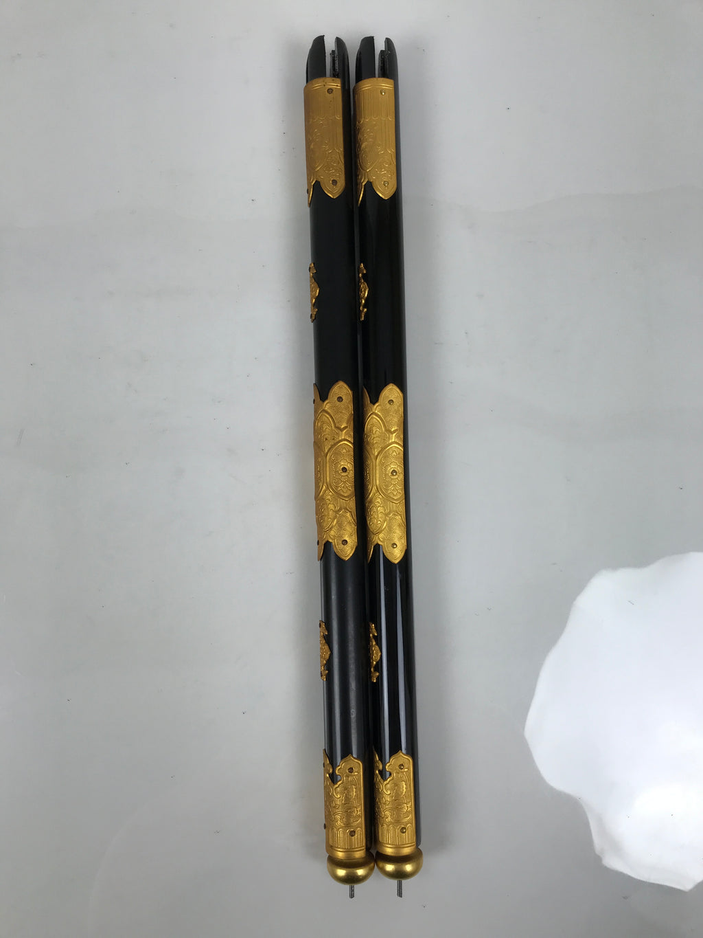 Japanese Buddhist Altar Decorative Lacquer Pillars 2pc Butsudan Parts Gold BP19