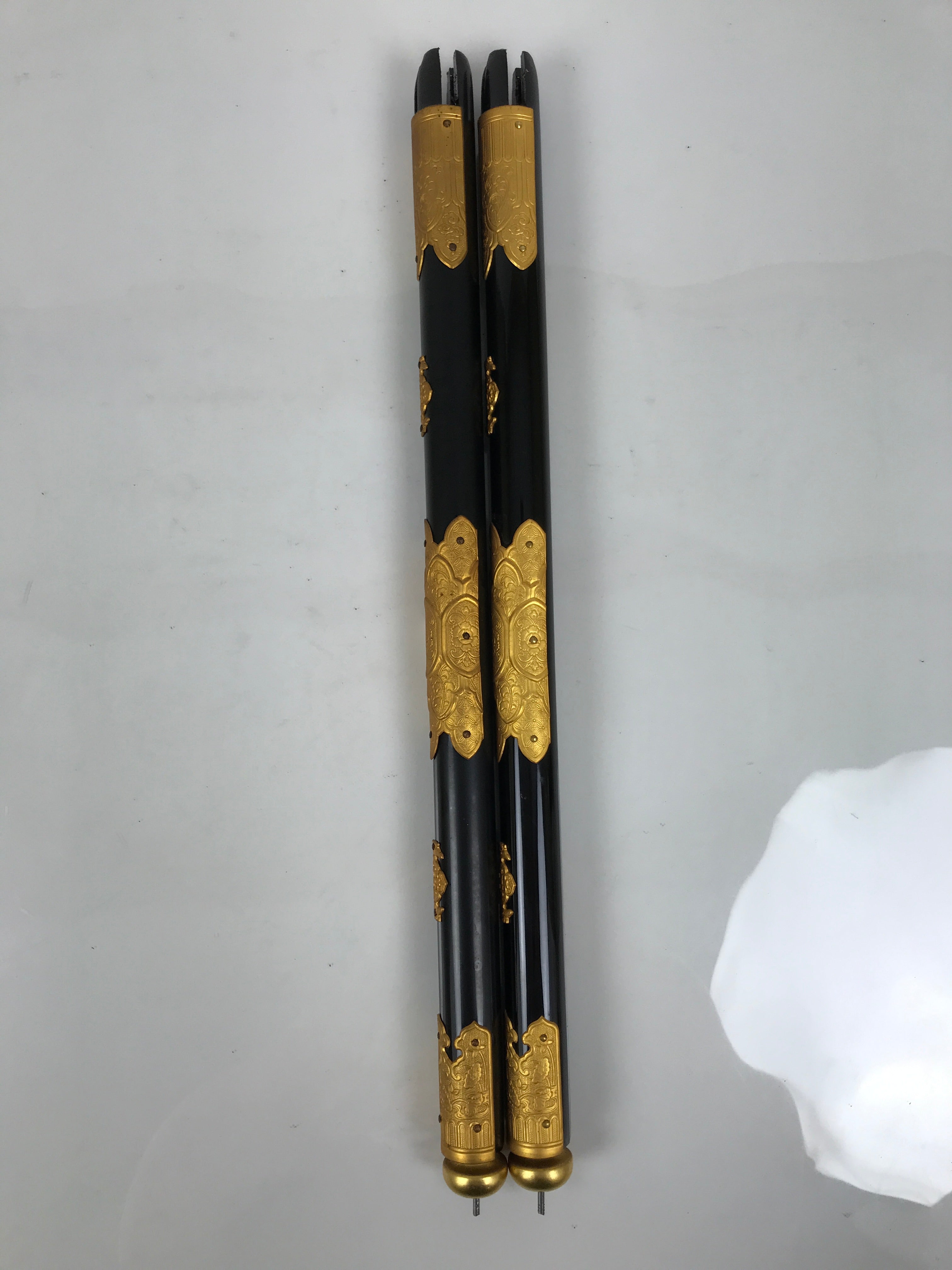 Japanese Buddhist Altar Decorative Lacquer Pillars 2pc Butsudan Parts Gold BP19