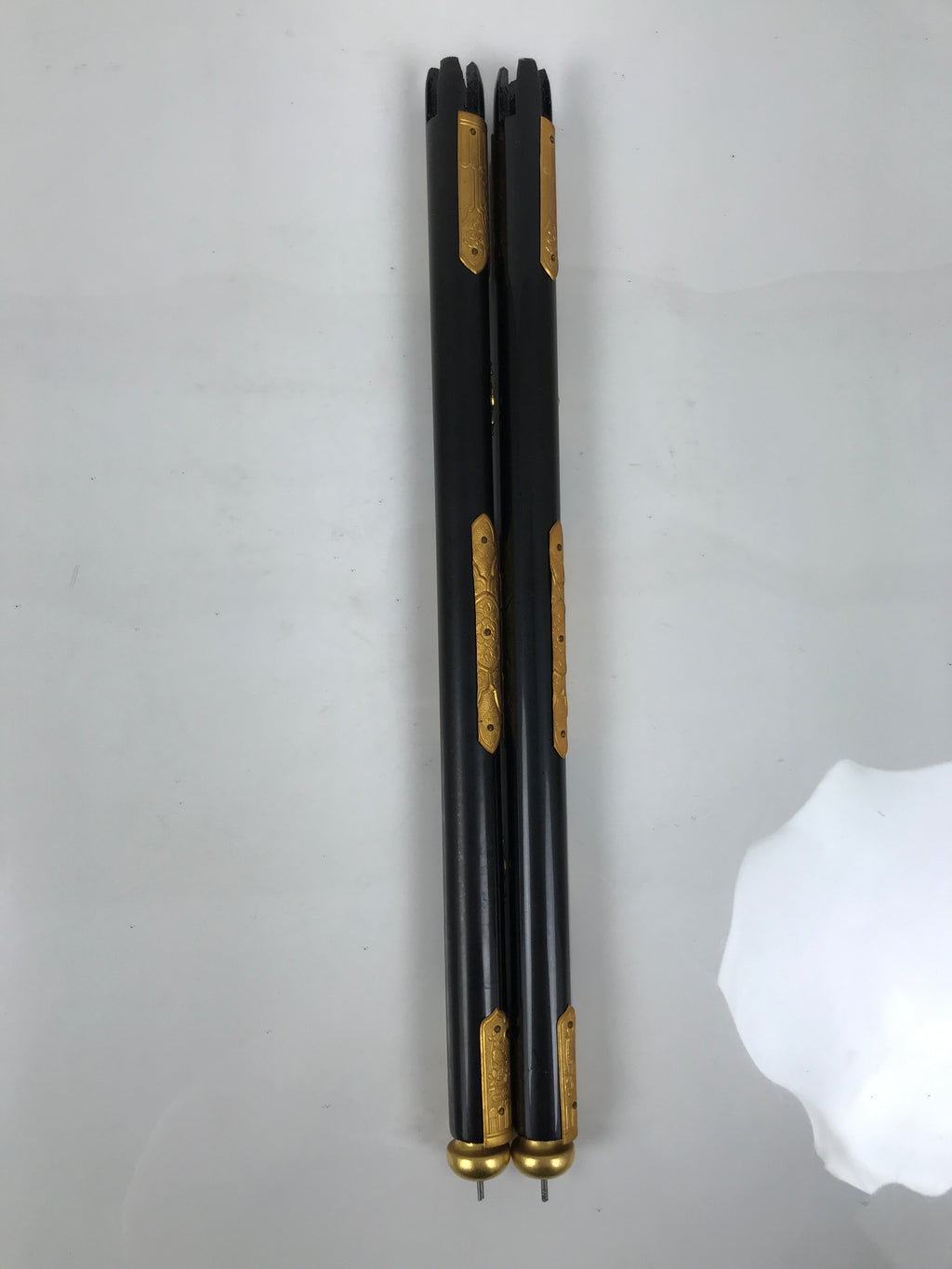 Japanese Buddhist Altar Decorative Lacquer Pillars 2pc Butsudan Parts Gold BP19