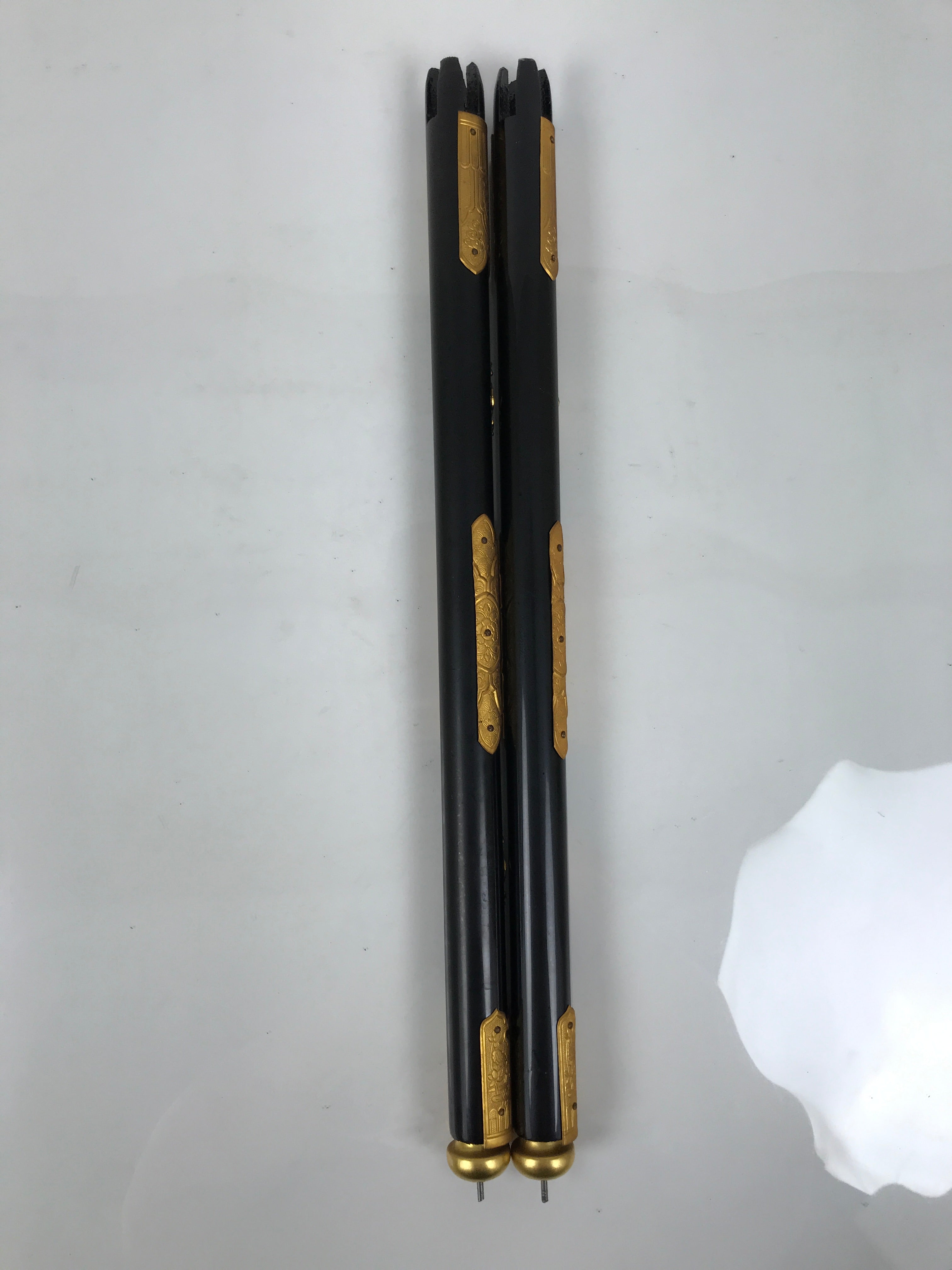 Japanese Buddhist Altar Decorative Lacquer Pillars 2pc Butsudan Parts Gold BP19