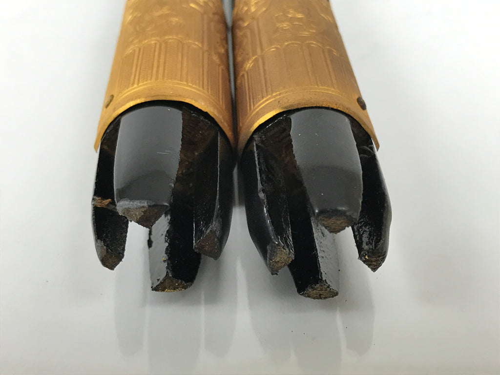 Japanese Buddhist Altar Decorative Lacquer Pillars 2pc Butsudan Parts Gold BP19