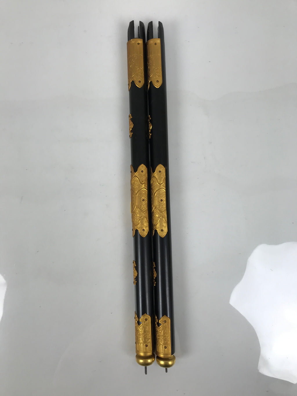 Japanese Buddhist Altar Decorative Lacquer Pillars 2pc Butsudan Parts Gold BP20