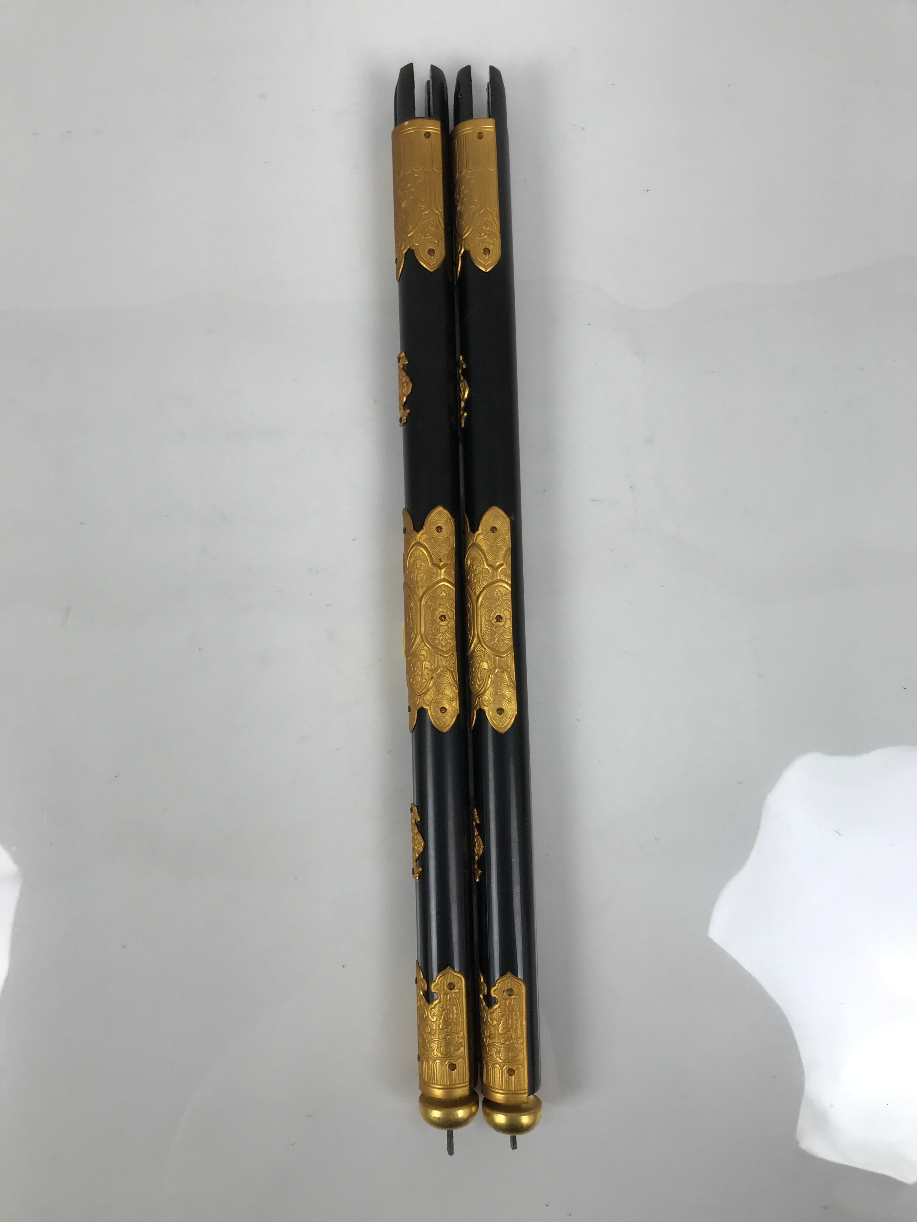 Japanese Buddhist Altar Decorative Lacquer Pillars 2pc Butsudan Parts Gold BP20