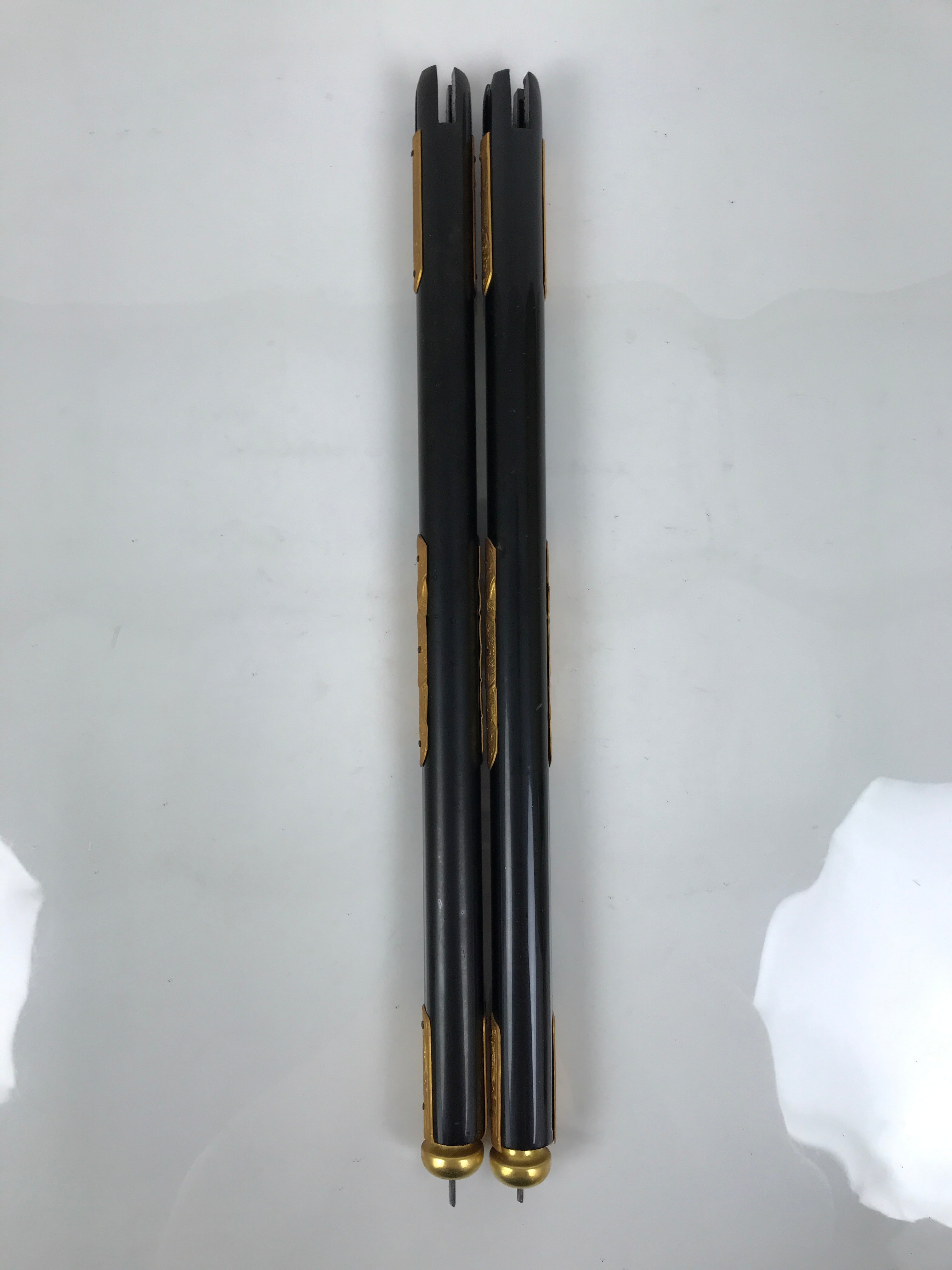 Japanese Buddhist Altar Decorative Lacquer Pillars 2pc Butsudan Parts Gold BP20
