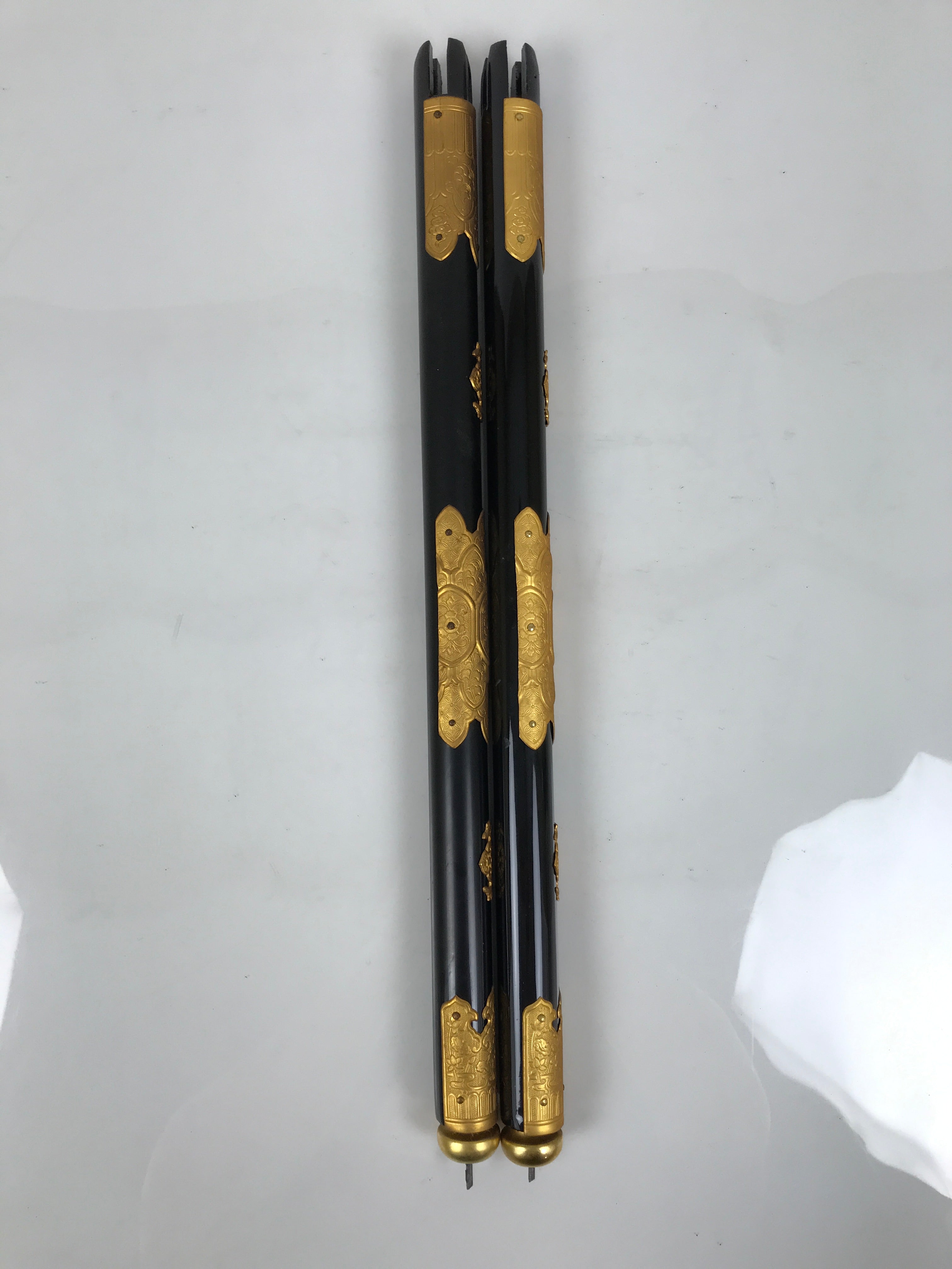Japanese Buddhist Altar Decorative Lacquer Pillars 2pc Butsudan Parts Gold BP20