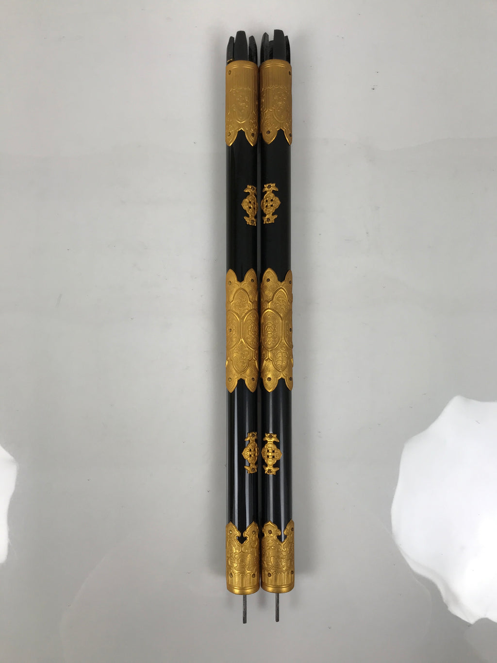 Japanese Buddhist Altar Decorative Lacquer Pillars 2pc Butsudan Parts Gold BP21