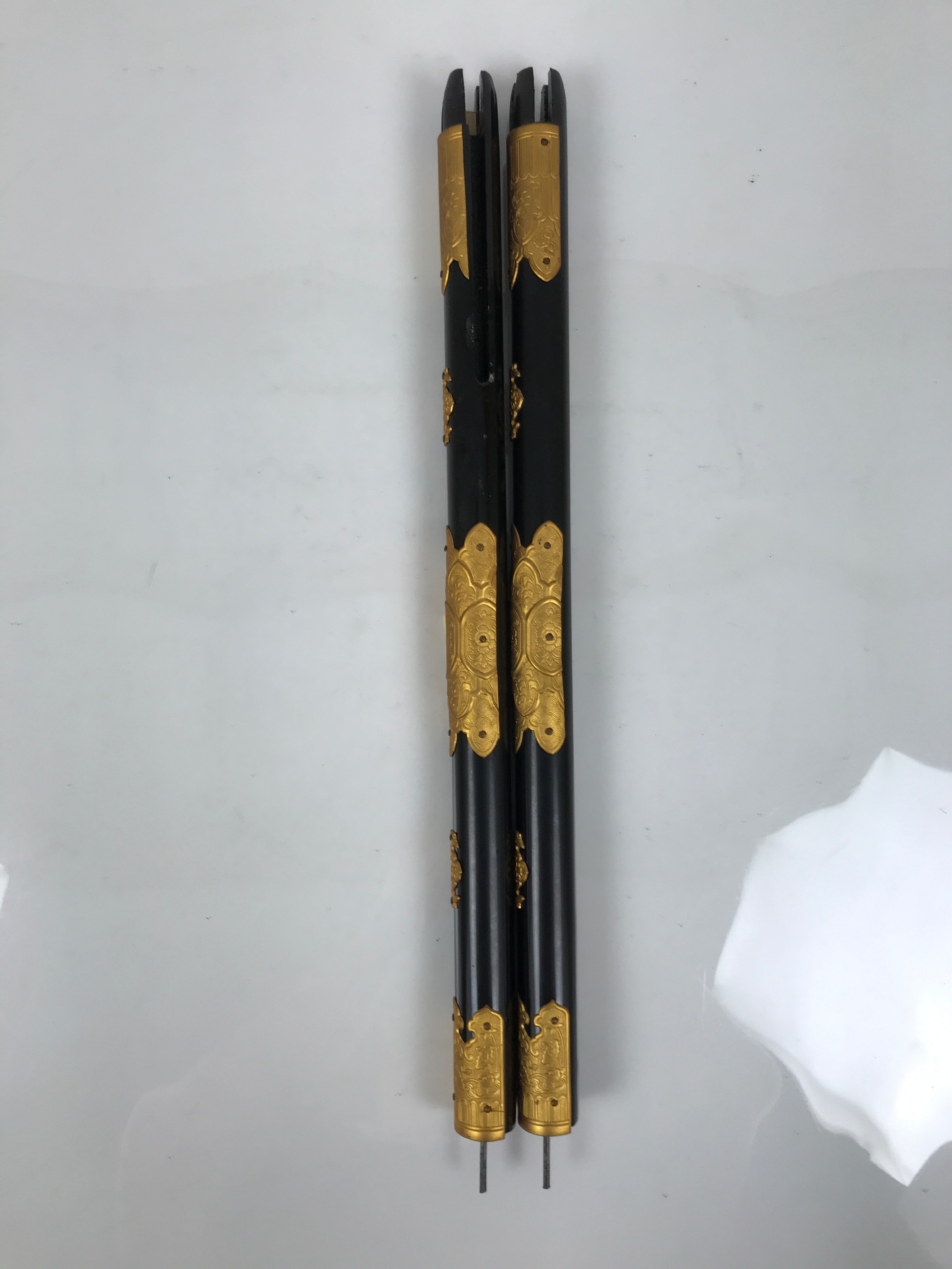 Japanese Buddhist Altar Decorative Lacquer Pillars 2pc Butsudan Parts Gold BP21
