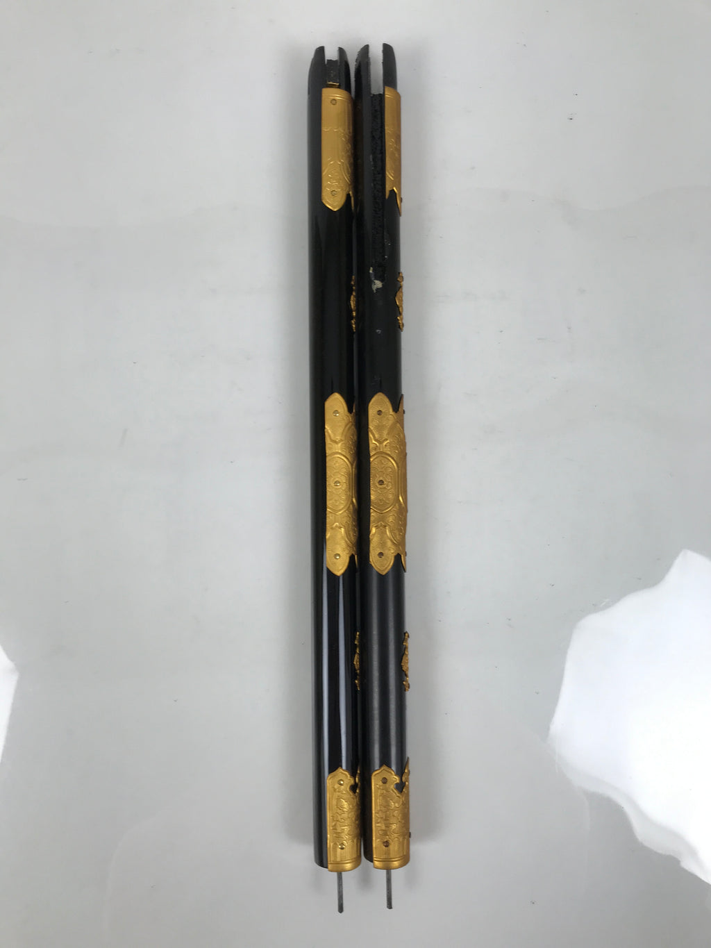 Japanese Buddhist Altar Decorative Lacquer Pillars 2pc Butsudan Parts Gold BP21