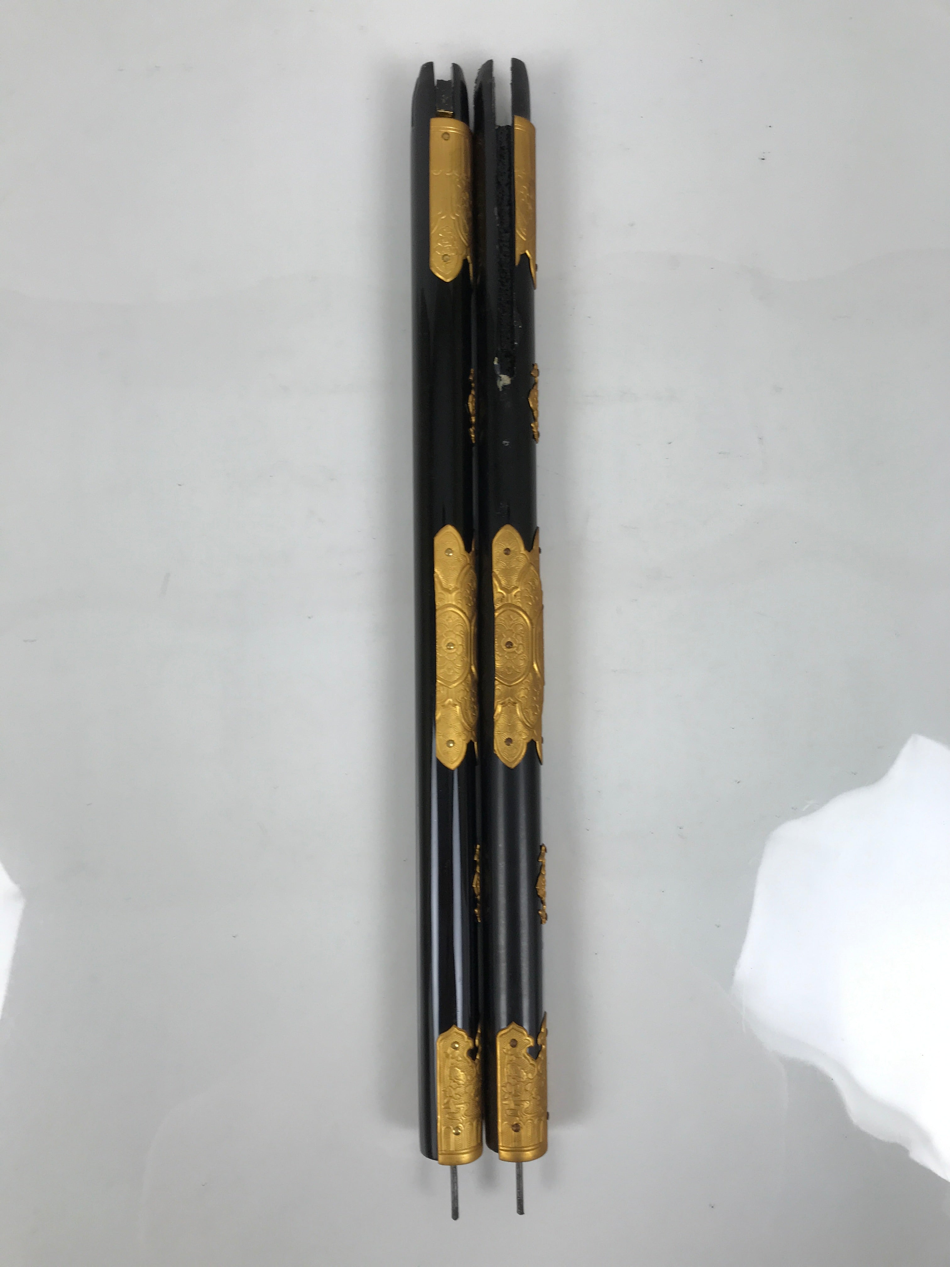 Japanese Buddhist Altar Decorative Lacquer Pillars 2pc Butsudan Parts Gold BP21